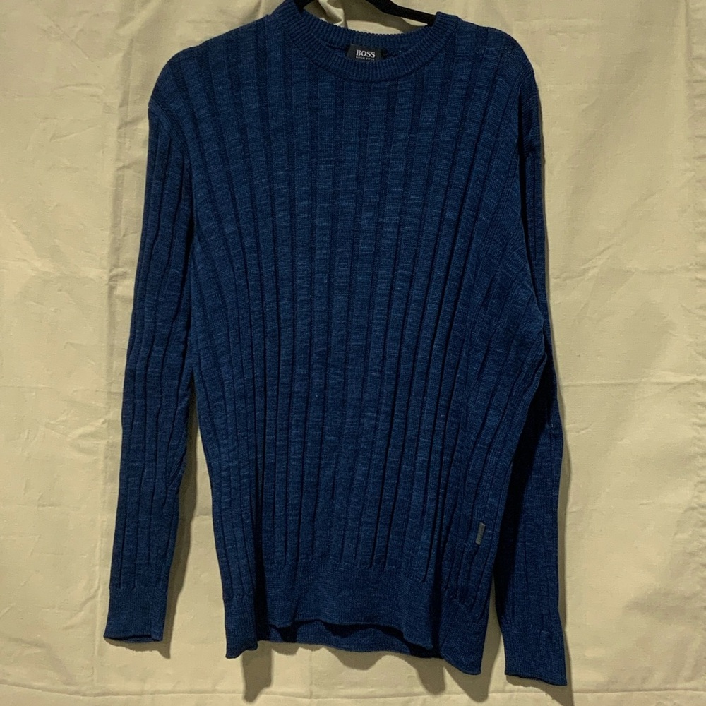 Boss Hugo Men's Rich Blue Crewneck Sweater